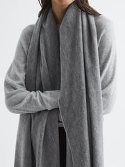 Reiss Scarves, Hats &amp; Gloves | Picton Cashmere Blend Scarf Soft Grey - Women
