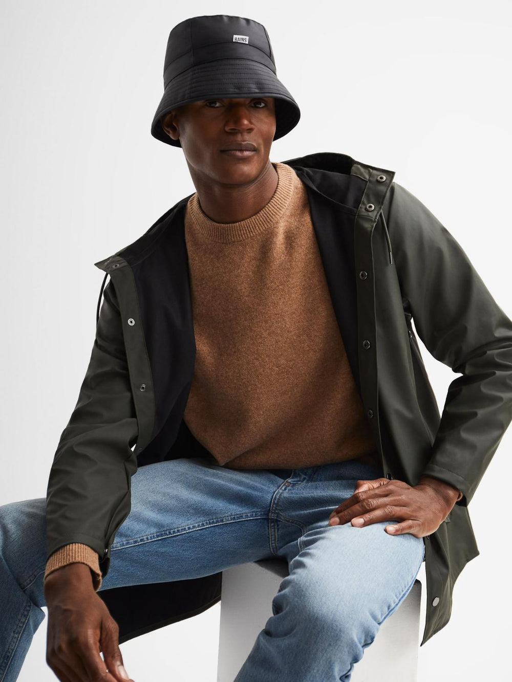 Reiss Scarves, Hats &amp; Gloves | Rains Bucket Hat Black - Men