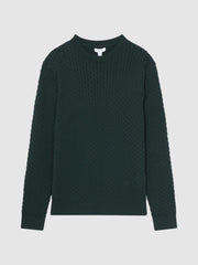 Reiss Shirts | Arran Crew Neck Cable Knit Jumper Dark Forest Green - Men