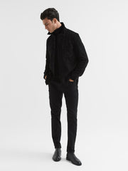 Reiss Shirts | Baltimore PAIGE Twin Pocket Suede Overshirt Black - Men