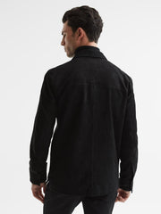 Reiss Shirts | Baltimore PAIGE Twin Pocket Suede Overshirt Black - Men