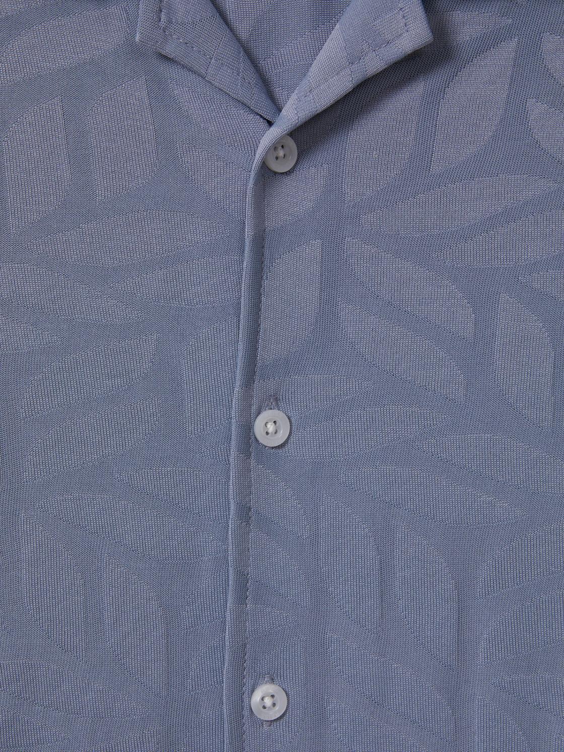 Reiss Shirts | Basswood Printed Cuban Collar Button Through T-Shirt Blue - Children