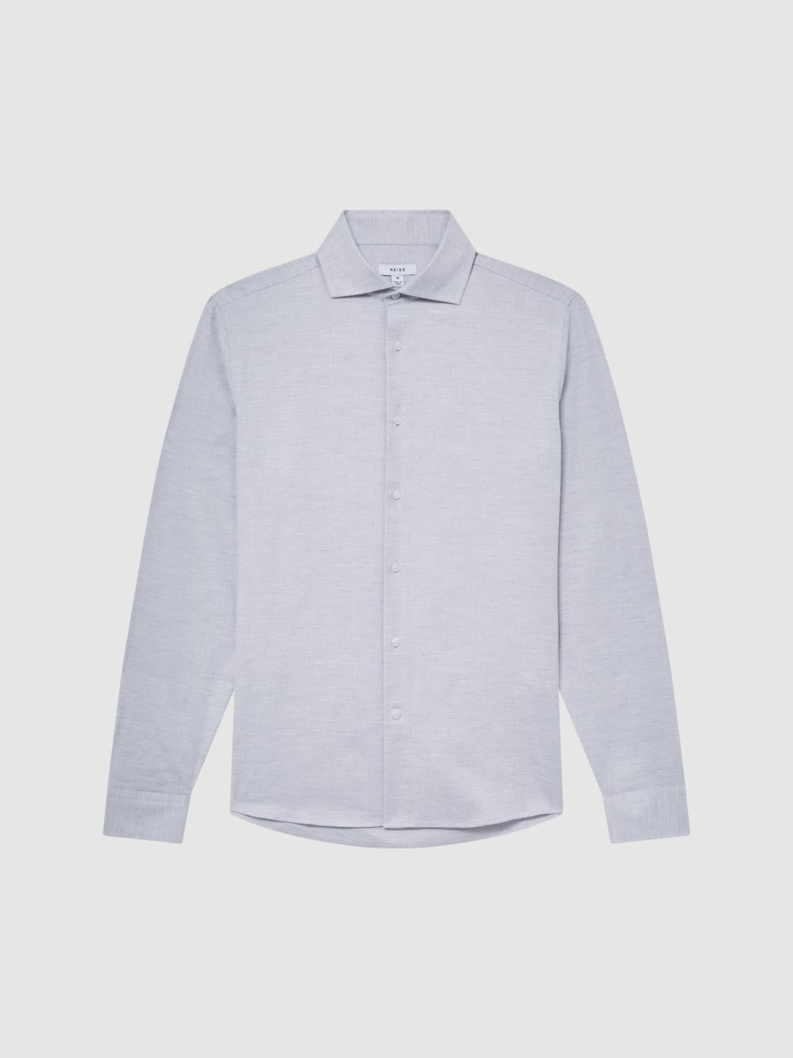 Reiss Shirts | Belief Slim Fit Flannel Shirt Grey Melange - Men