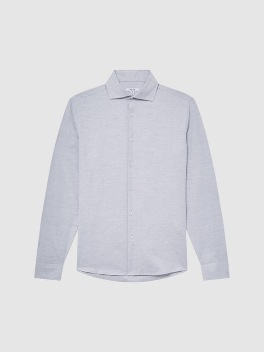 Reiss Shirts | Belief Slim Fit Flannel Shirt Grey Melange - Men