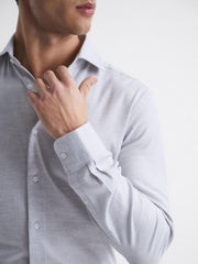Reiss Shirts | Belief Slim Fit Flannel Shirt Grey Melange - Men