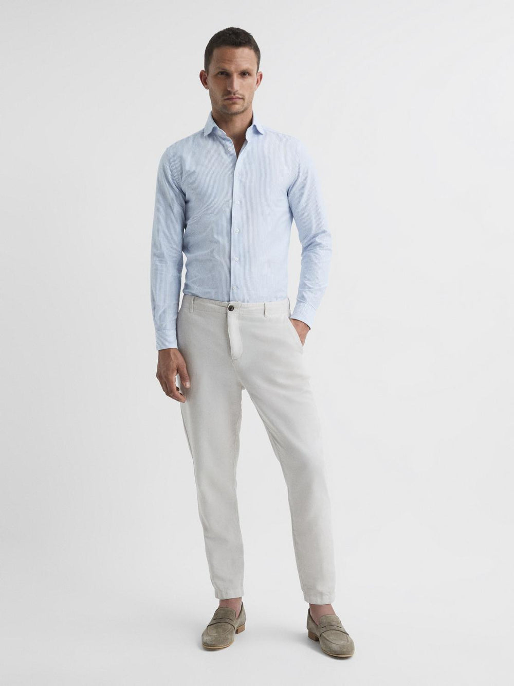 Reiss Shirts | Blackheath Striped Oxford Shirt White/blue - Men