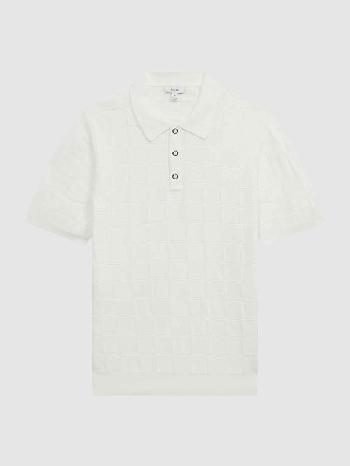 Reiss Shirts | Blaze Cotton Press-Stud Polo T-Shirt White - Men