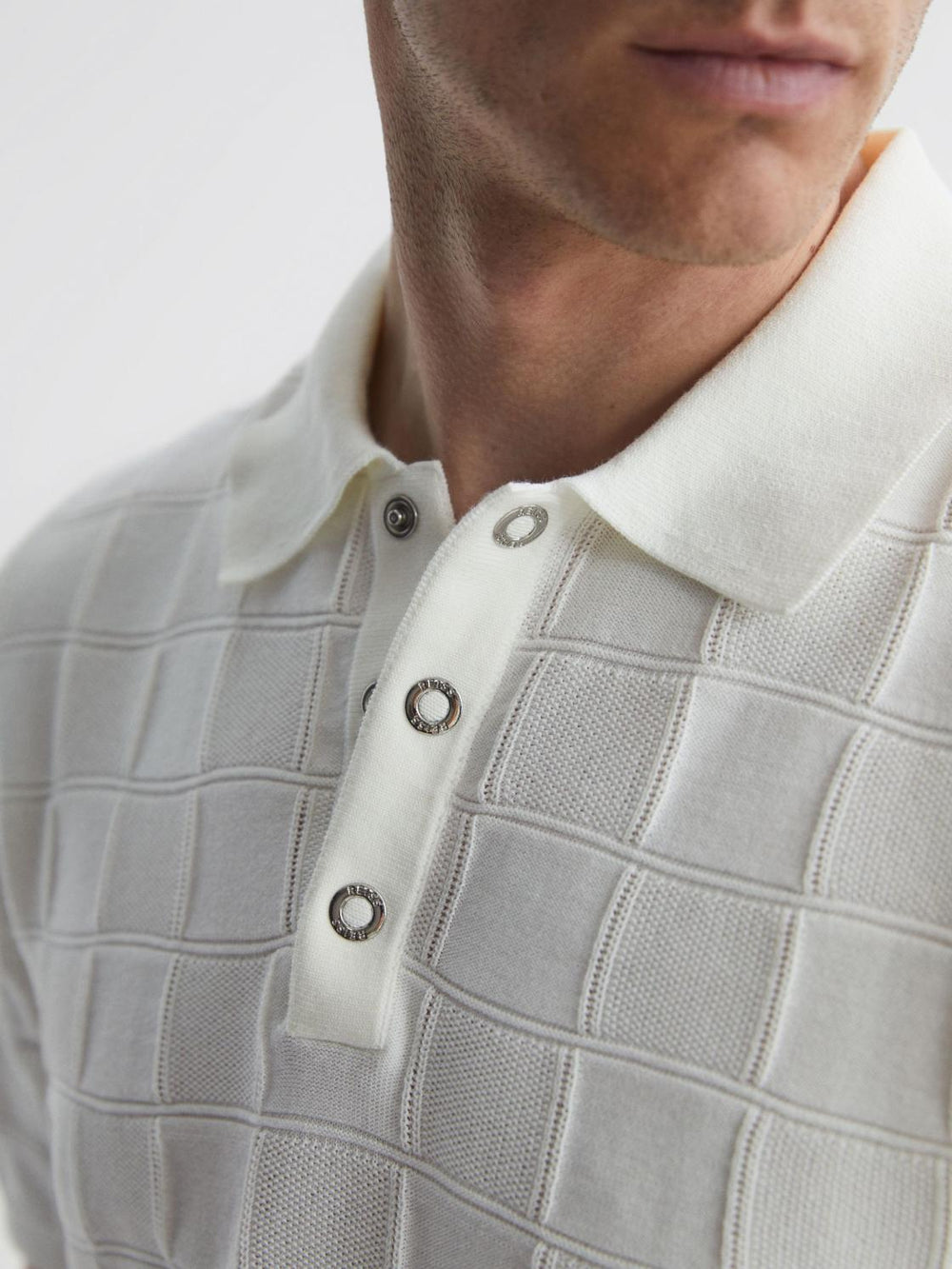 Reiss Shirts | Blaze Cotton Press-Stud Polo T-Shirt White - Men