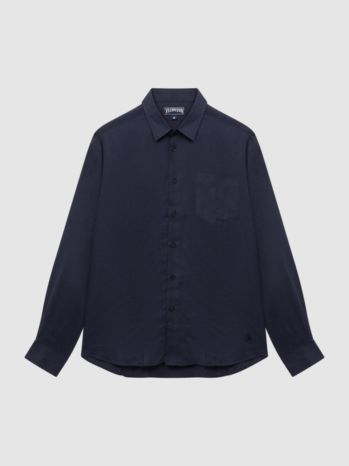 Reiss Shirts | Caroubis Vilebrequin Linen Shirt Navy - Men