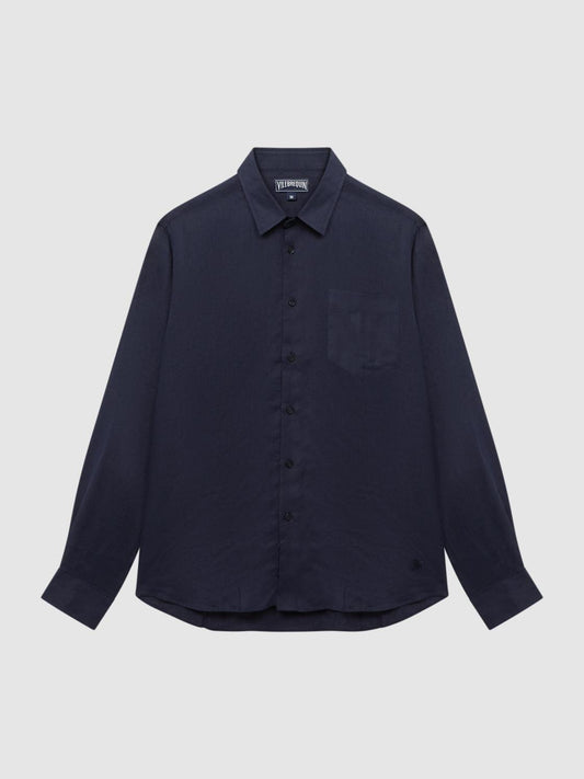 Reiss Shirts | Caroubis Vilebrequin Linen Shirt Navy - Men