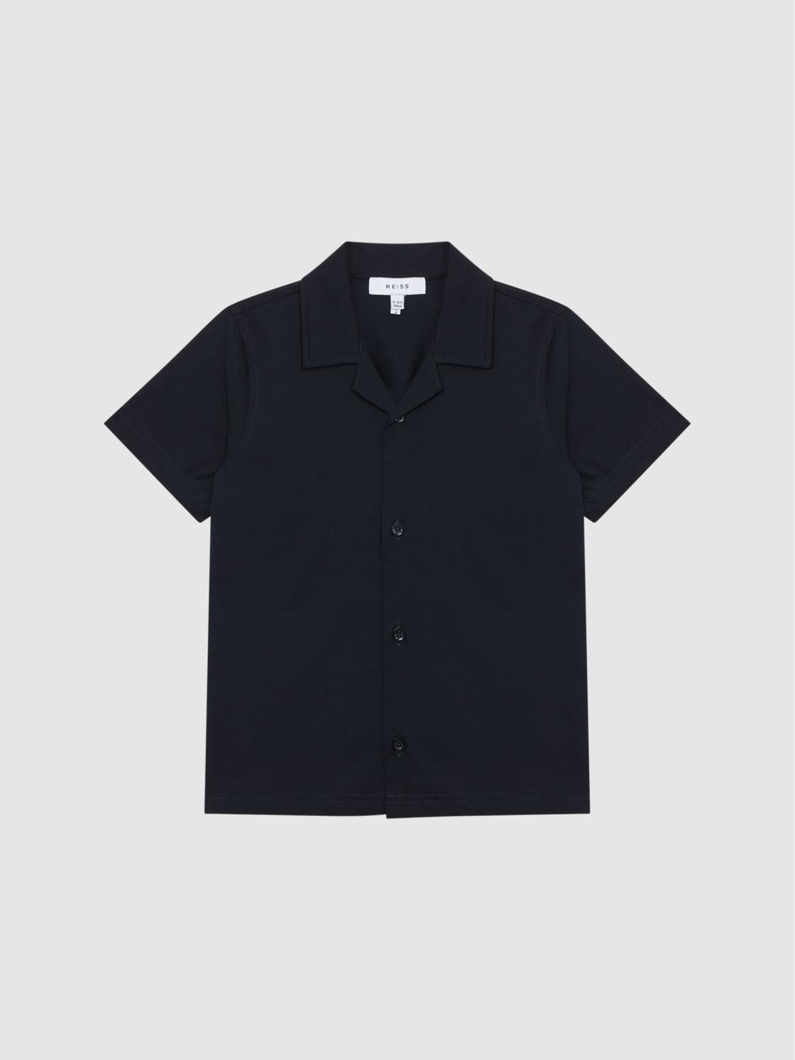 Reiss Shirts | Caspa Cotton Jersey Buttoned Shirt Navy - Children