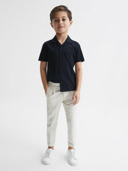 Reiss Shirts | Caspa Cotton Jersey Buttoned Shirt Navy - Children