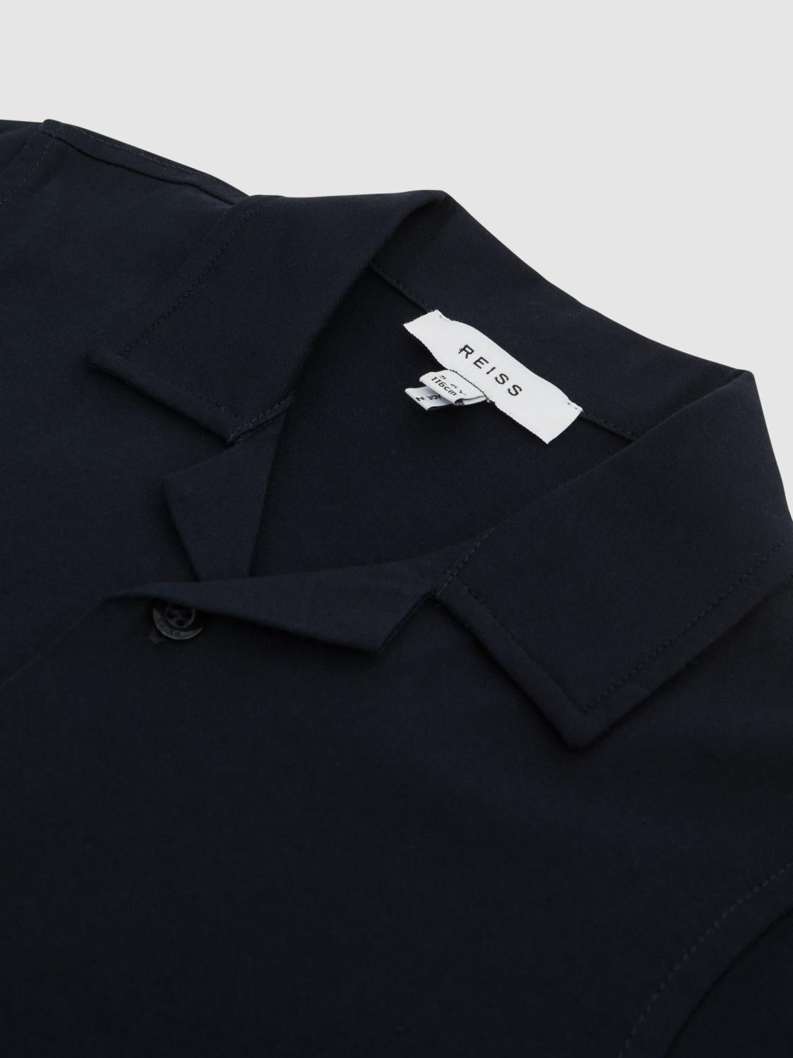 Reiss Shirts | Caspa Cotton Jersey Buttoned Shirt Navy - Children