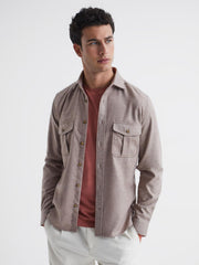 Reiss Shirts | Chase Brushed Twin Pocket Overshirt Oatmeal - Men