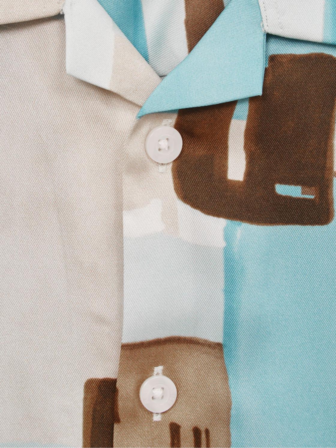 Reiss Shirts | Deekay Slim Fit Cuban Collar Abstract Print Shirt Teal - Children