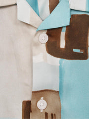 Reiss Shirts | Deekay Slim Fit Cuban Collar Abstract Print Shirt Teal - Children