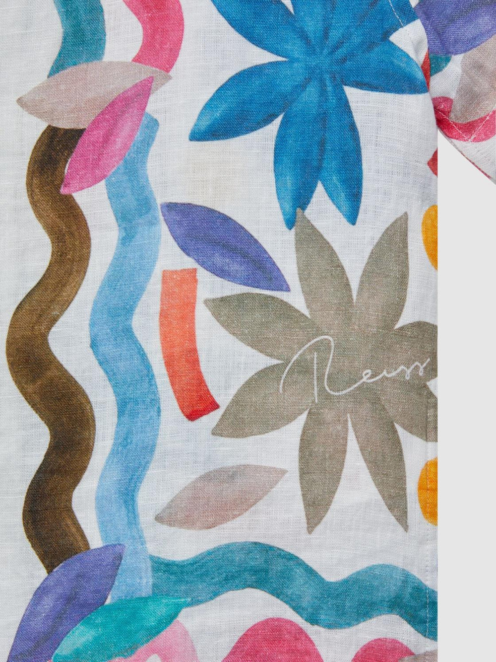 Reiss Shirts | Delphi Linen Floral Cuban Collar Shirt Multi - Children