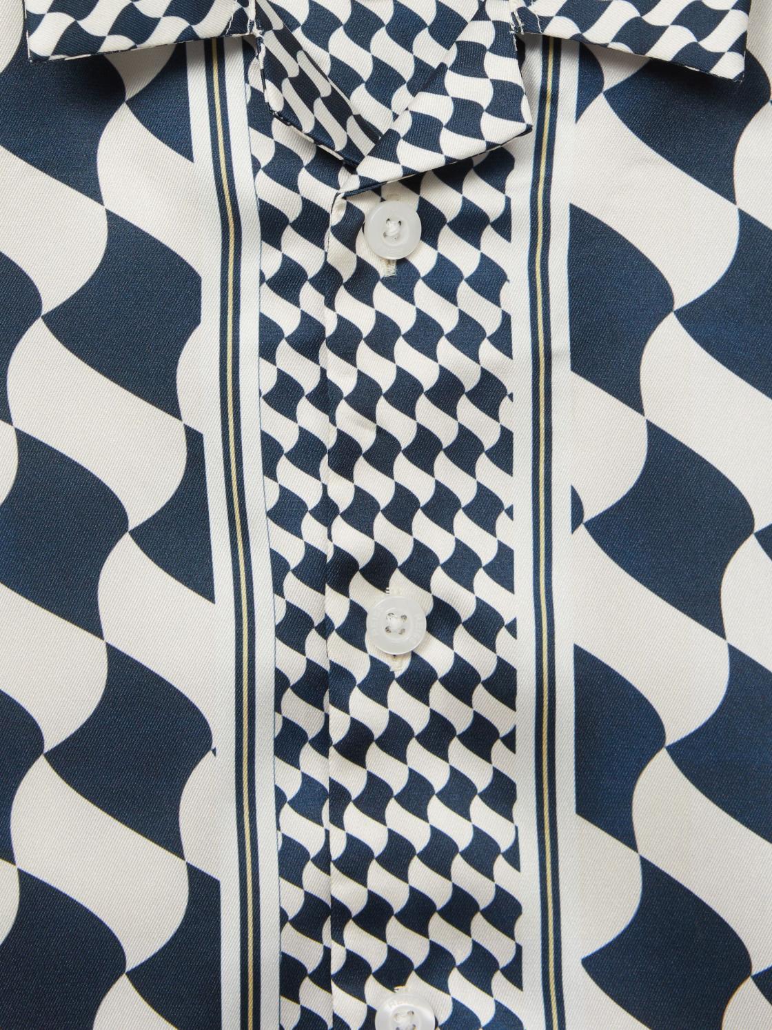 Reiss Shirts | Devaroe Cuban Collar Short Sleeve Shirt Navy/ivory - Children