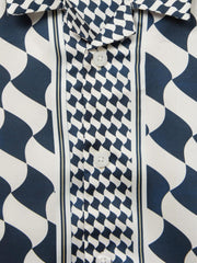 Reiss Shirts | Devaroe Cuban Collar Short Sleeve Shirt Navy/ivory - Children