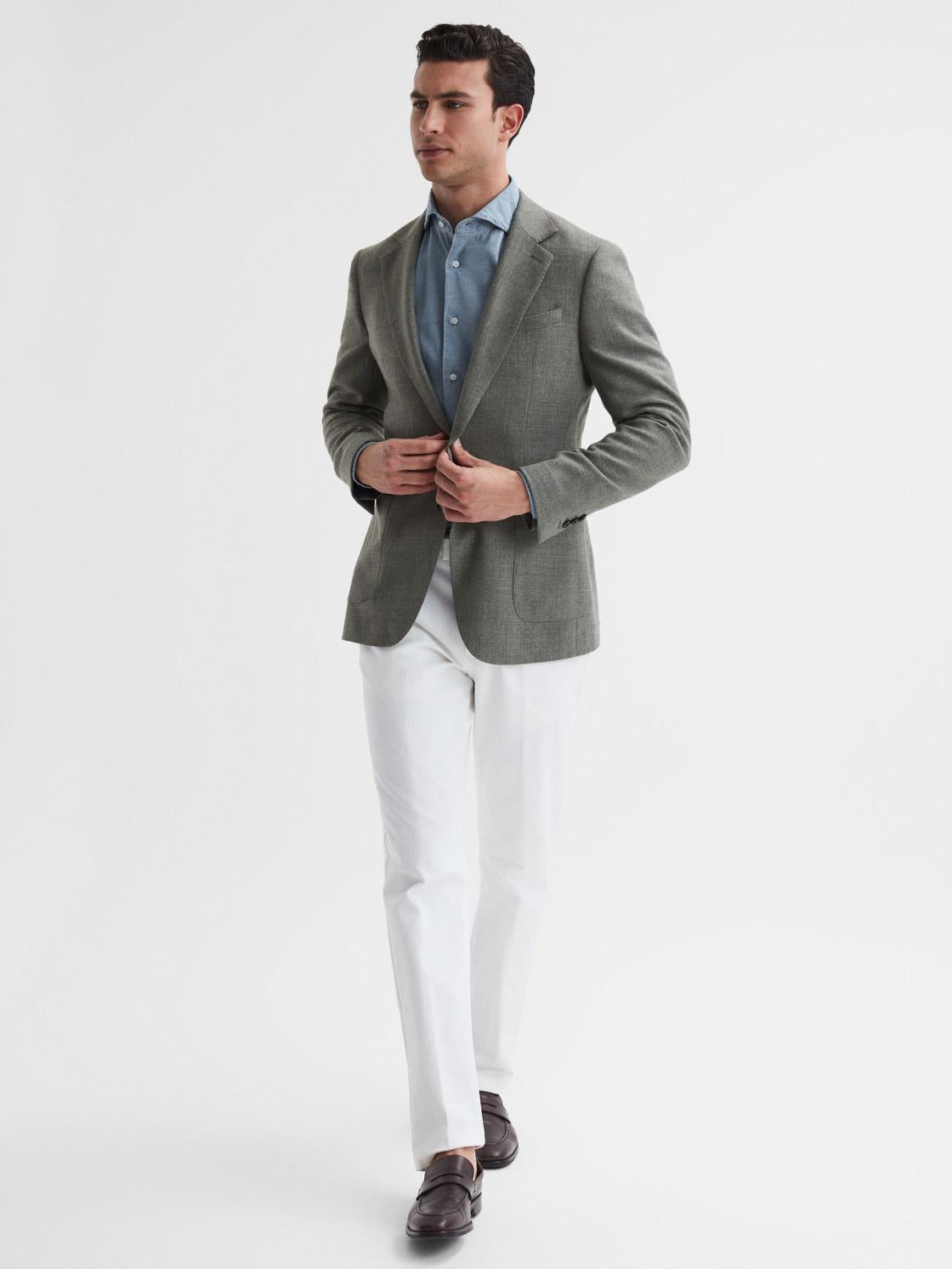 Reiss Shirts | Draper Washed Chambray Shirt Blue - Men