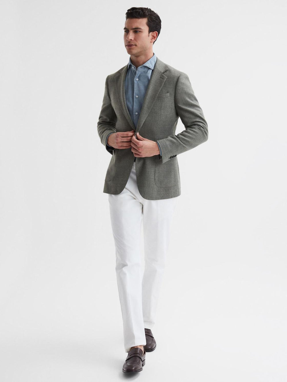 Reiss Shirts | Draper Washed Chambray Shirt Blue - Men