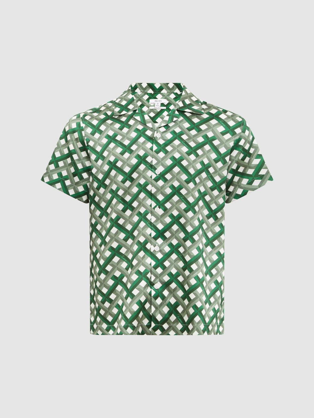 Reiss Shirts | Elden Slim Fit Cuban Collar Shirt Blue/ivory - Men