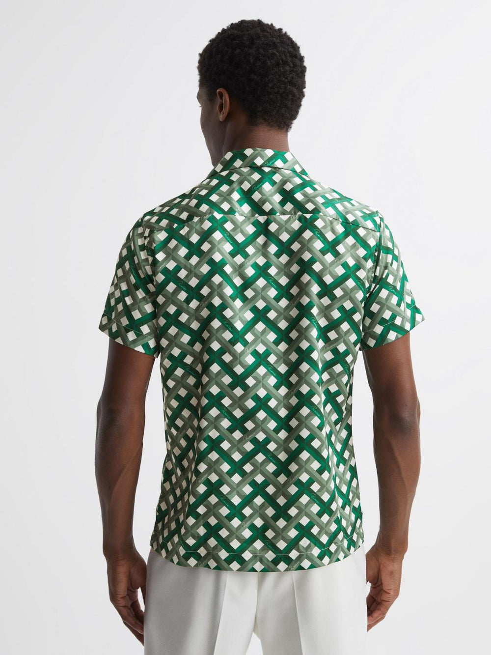 Reiss Shirts | Elden Slim Fit Cuban Collar Shirt Blue/ivory - Men