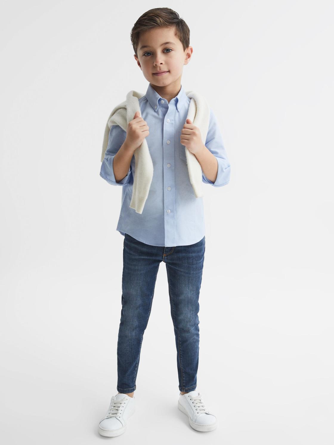 Reiss Shirts | Greenwich Button Down Oxford Shirt Soft Blue - Children