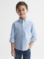 Reiss Shirts | Greenwich Button Down Oxford Shirt Soft Blue - Children