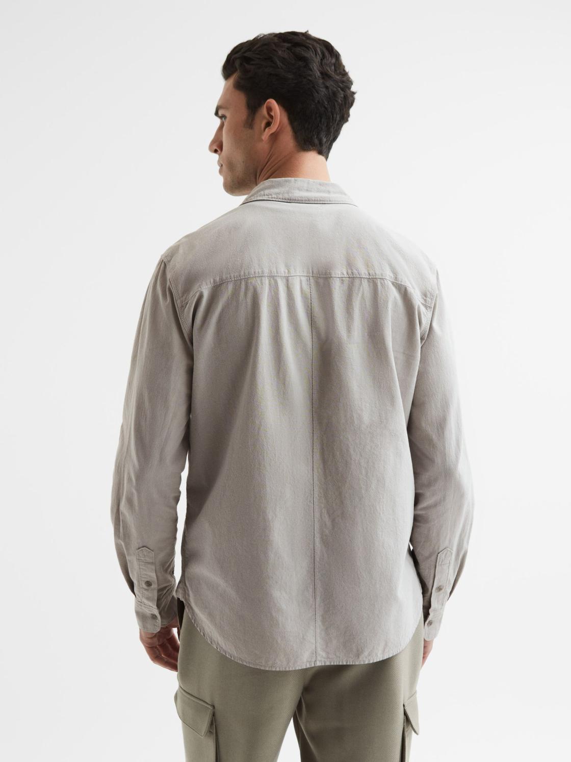 Reiss Shirts | Gregory Paige Long Sleeve Cotton Shirt Weathered Stone - Men