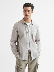 Reiss Shirts | Gregory Paige Long Sleeve Cotton Shirt Weathered Stone - Men