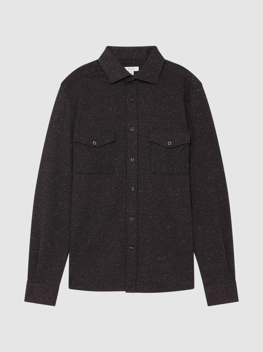 Reiss Shirts | Grisham Slim Fit Flecked Overshirt Black - Men
