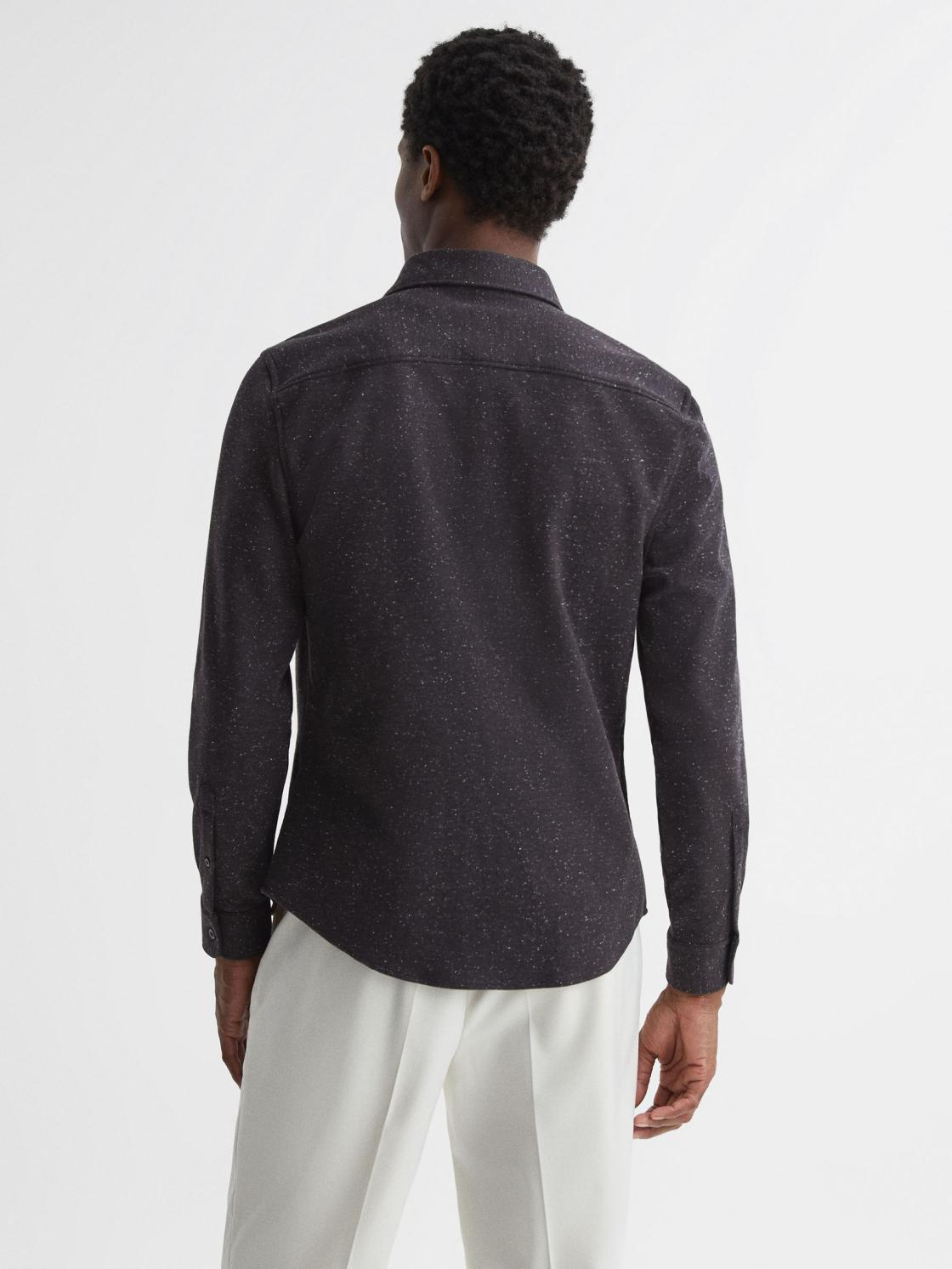 Reiss Shirts | Grisham Slim Fit Flecked Overshirt Black - Men