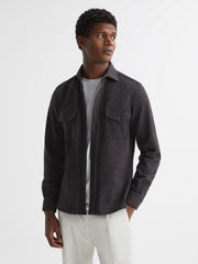 Reiss Shirts | Grisham Slim Fit Flecked Overshirt Black - Men