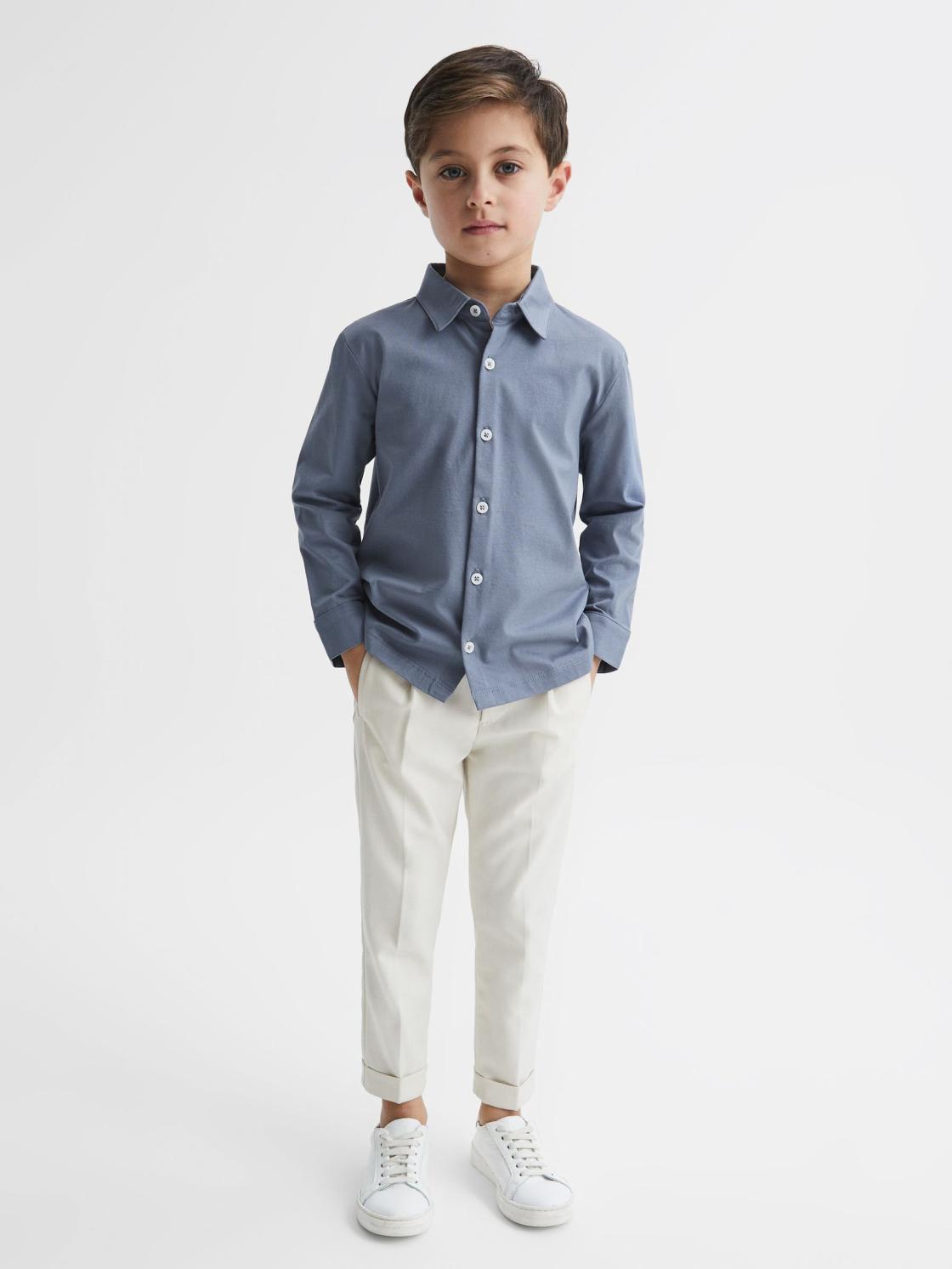 Reiss Shirts | Hendon Cotton Shirt Airforce Blue - Children
