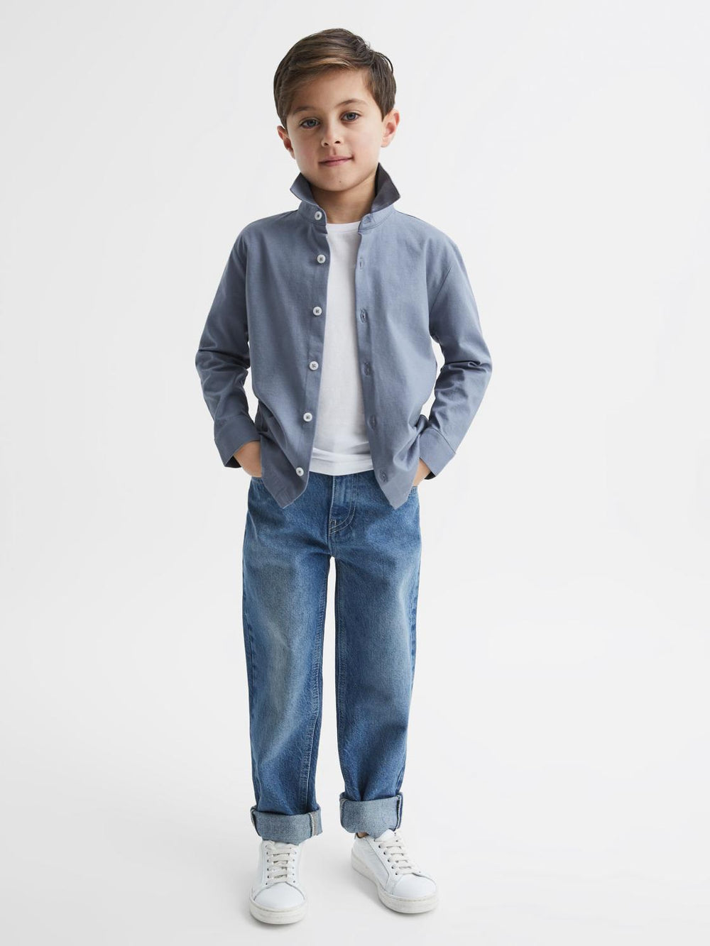 Reiss Shirts | Hendon Cotton Shirt Airforce Blue - Children