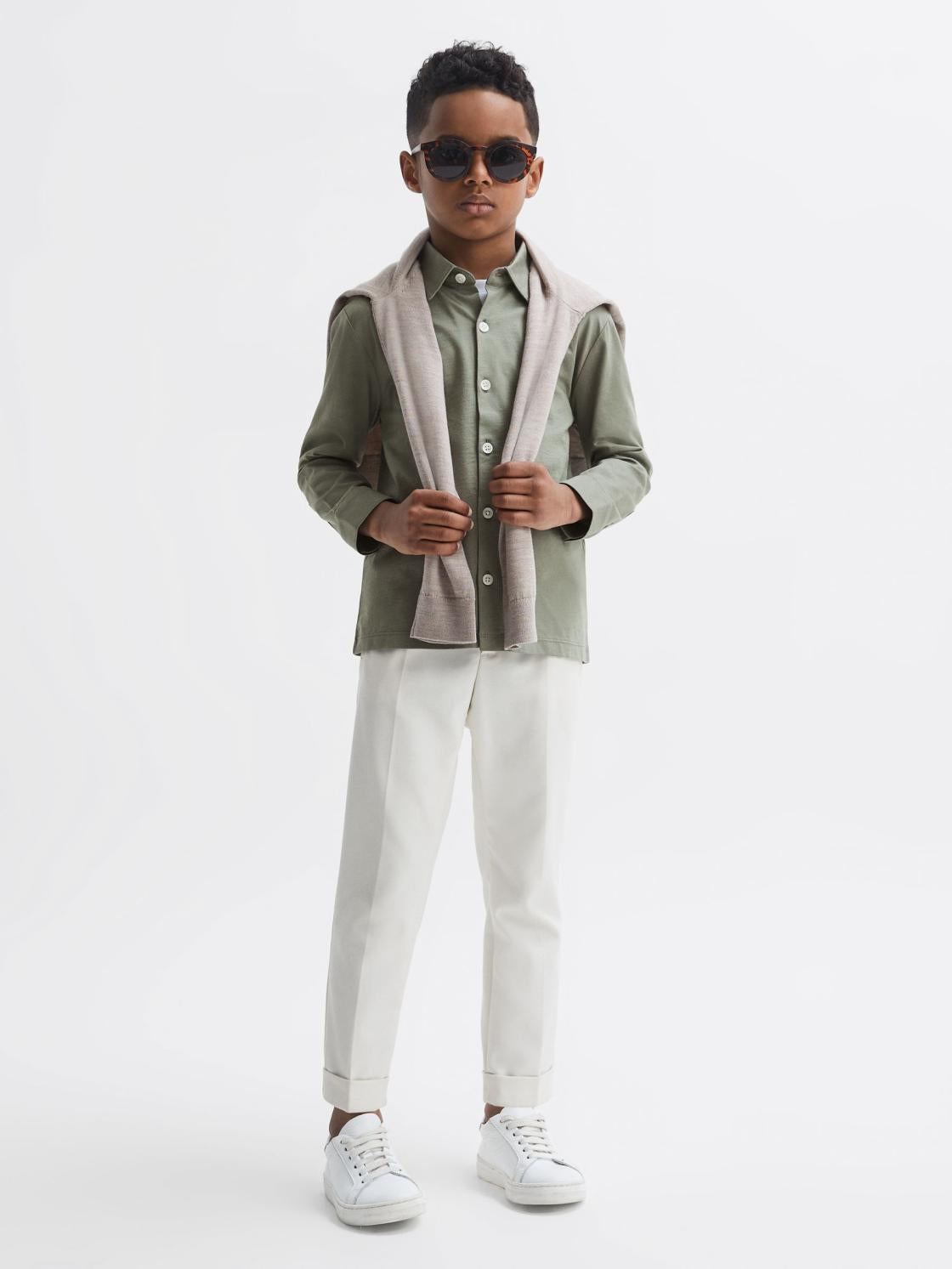 Reiss Shirts | Hendon Cotton Shirt Sage - Children
