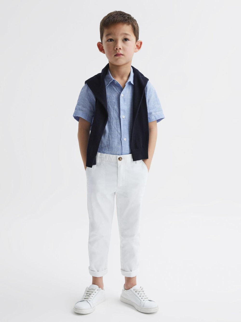 Reiss Shirts | Holiday Junior Short Sleeve Linen Shirt Soft Blue - Children