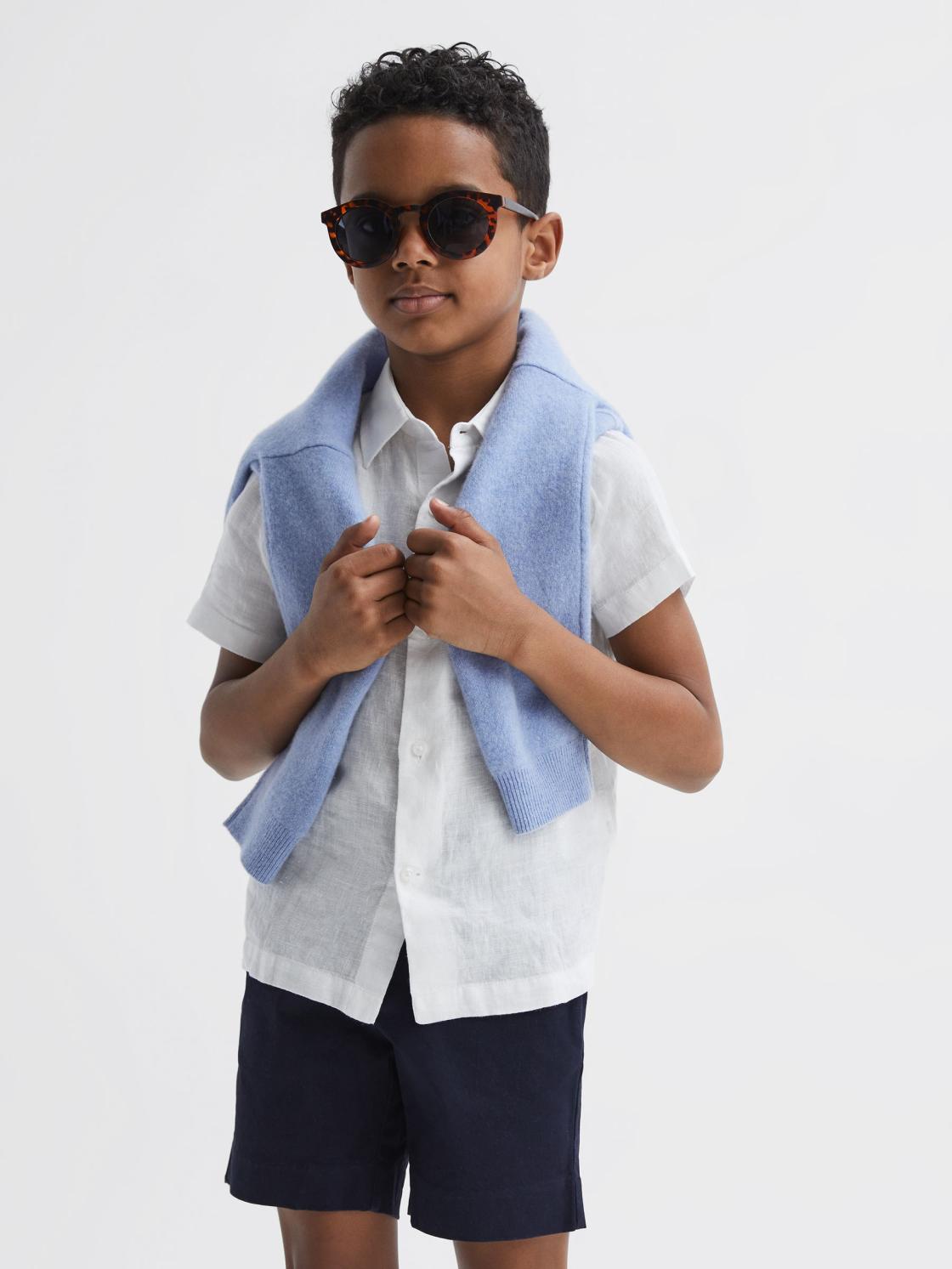 Reiss Shirts | Holiday Junior Short Sleeve Linen Shirt White - Children