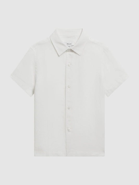 Reiss Shirts | Holiday Junior Short Sleeve Linen Shirt White - Children