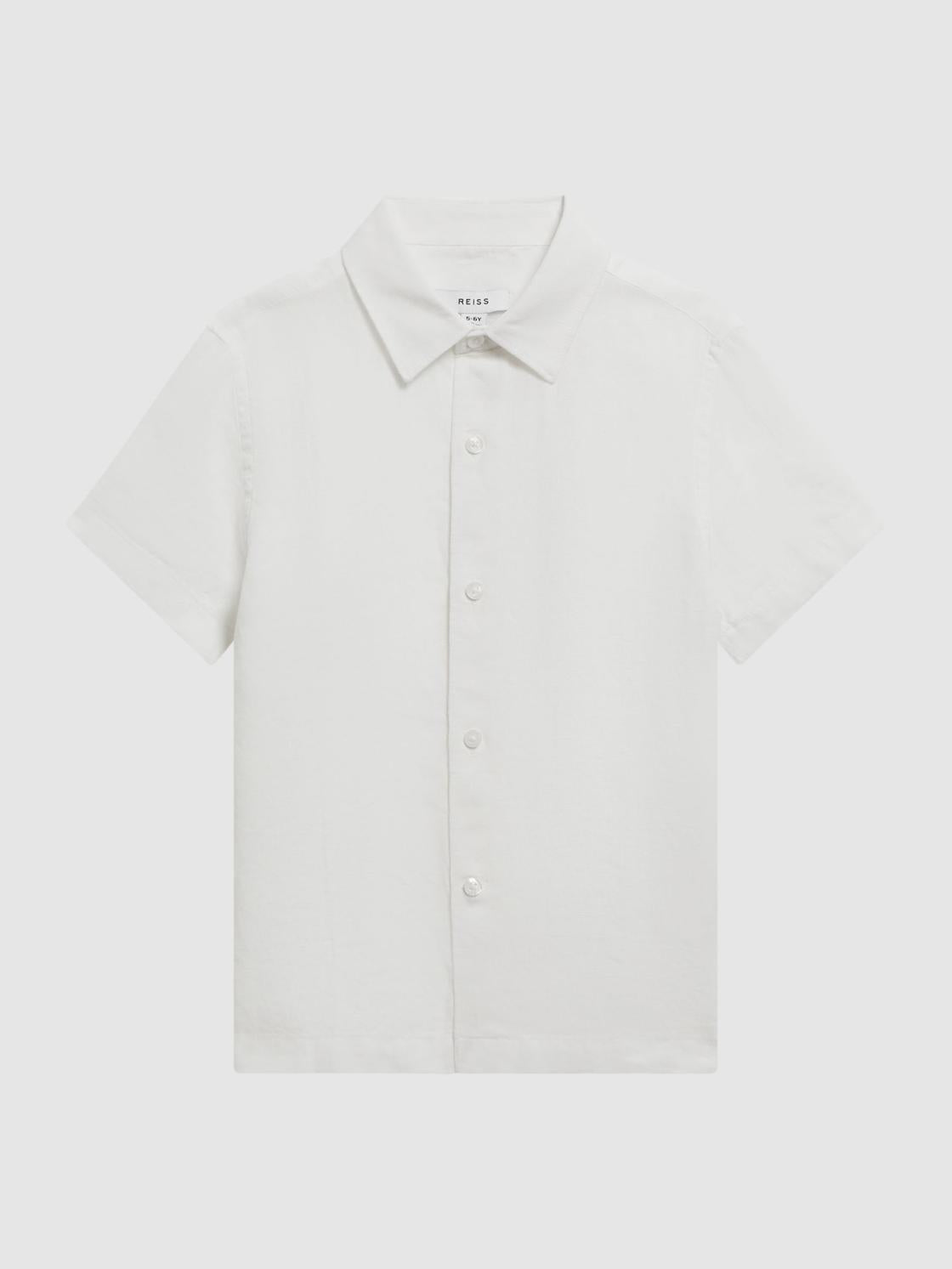Reiss Shirts | Holiday Junior Short Sleeve Linen Shirt White - Children