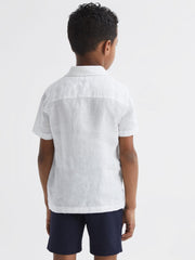Reiss Shirts | Holiday Junior Short Sleeve Linen Shirt White - Children