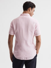 Reiss Shirts | Holiday Linen Slim Fit Shirt Soft Pink - Men