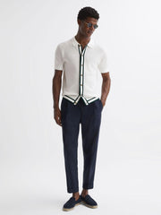 Reiss Shirts | Icon Reiss | Ché Knitted Button Through T-Shirt Ecru - Men