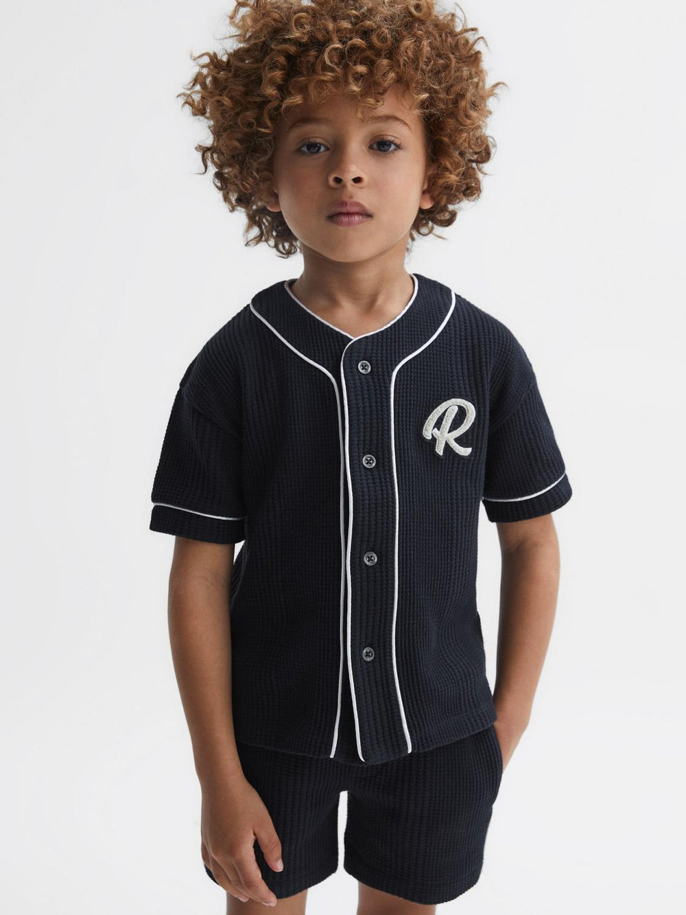 Reiss Shirts | Jonny Textured Collarless Shirt Ecru - Children