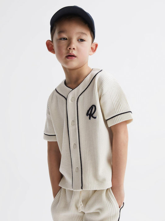 Reiss Shirts | Jonny Textured Collarless Shirt Ecru - Children