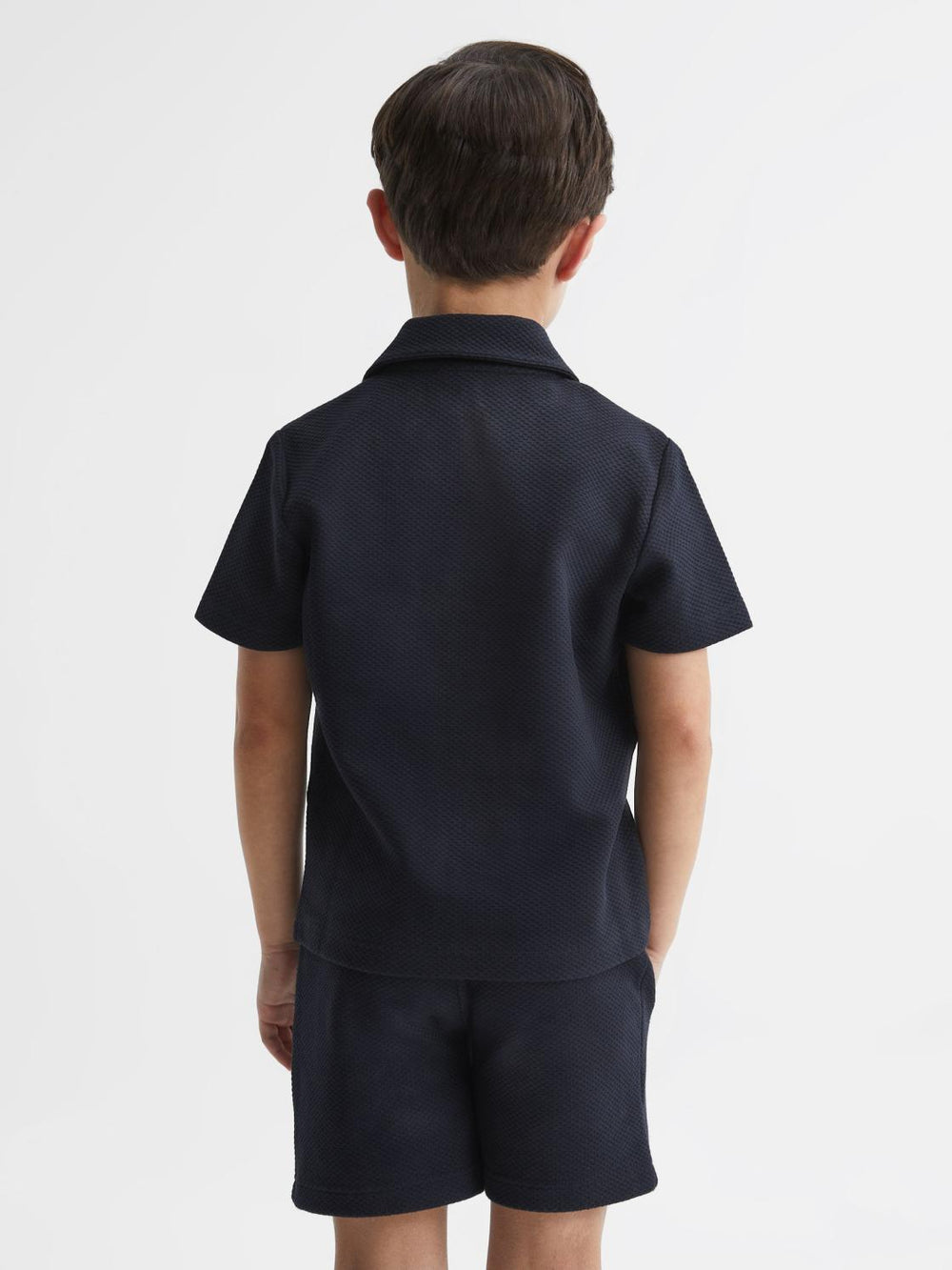 Reiss Shirts | Koen Short Sleeve Cuban Collar Shirt Navy - Children