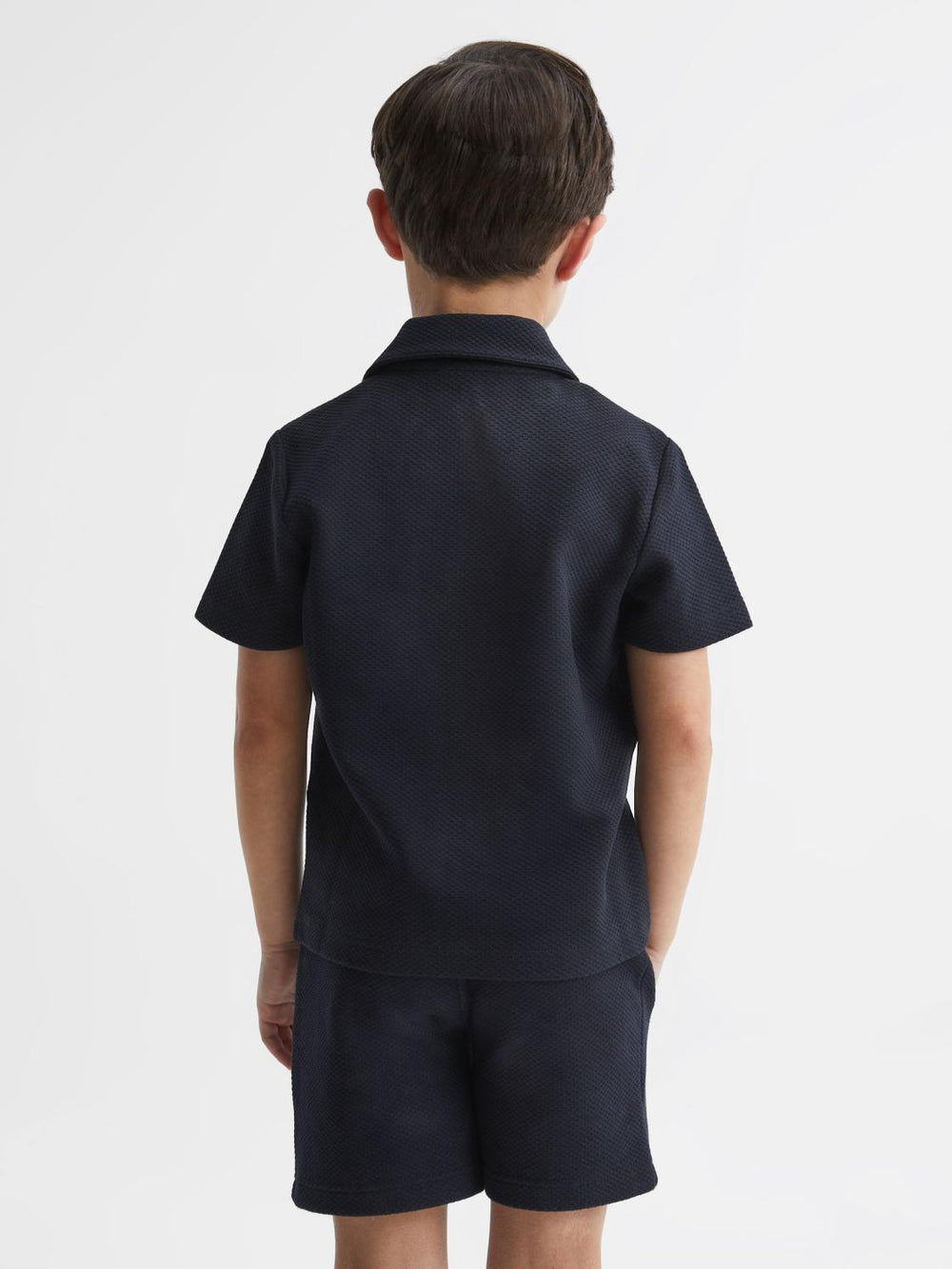 Reiss Shirts | Koen Short Sleeve Cuban Collar Shirt Navy - Children