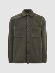 Reiss Shirts | Loke Long Sleeve Press Stud Brushed Overshirt Blue - Men