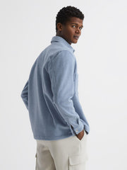 Reiss Shirts | Loke Long Sleeve Press Stud Brushed Overshirt Blue - Men